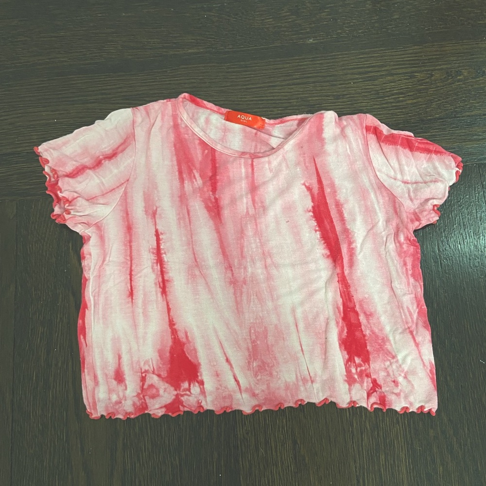 Pink and white tye-dye crop top